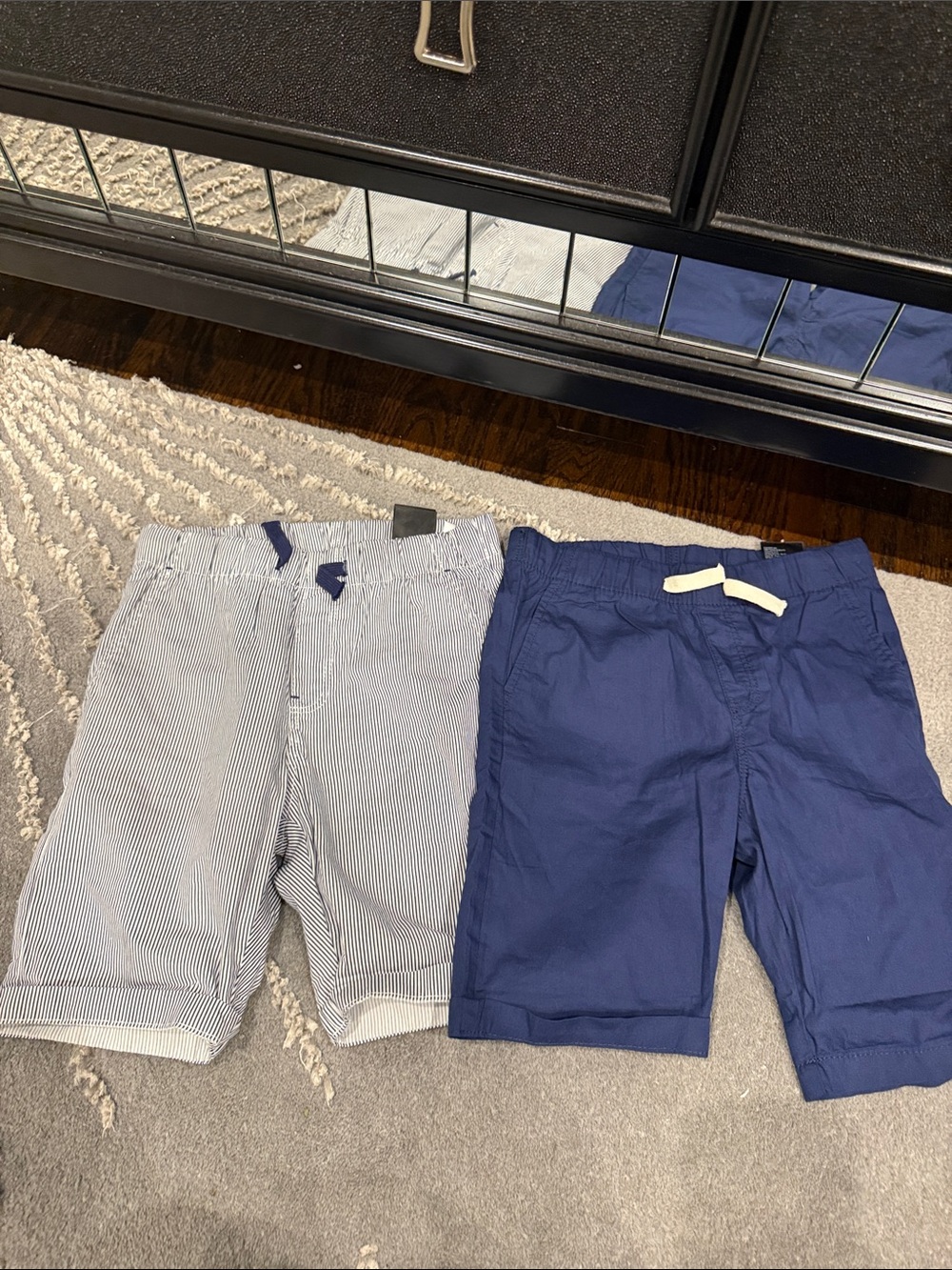 H&M Navy Solid and Blue-Stripe Flat Front Shorts